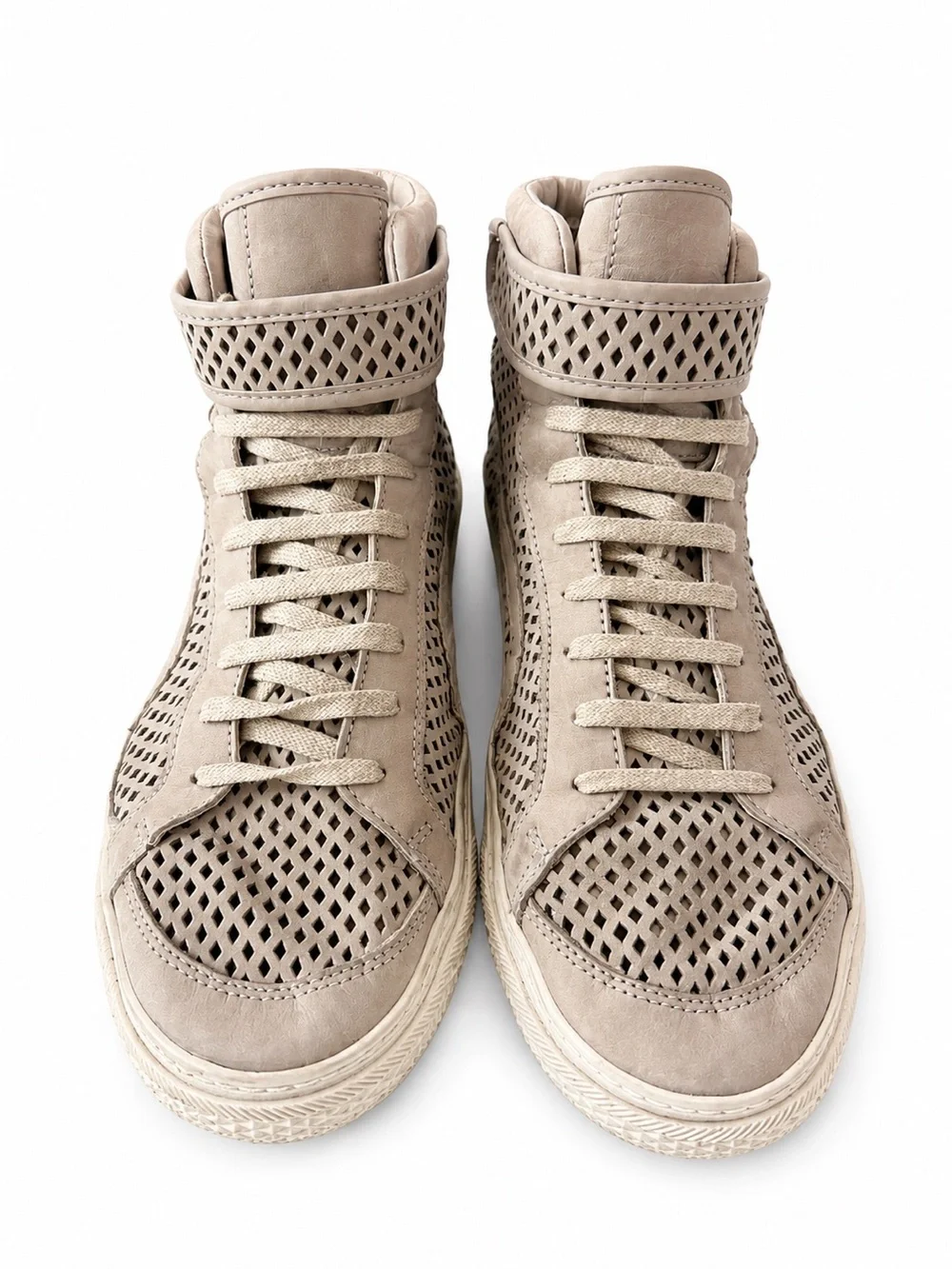 Zara Women's Perforated High-Top Sneakers in Beige